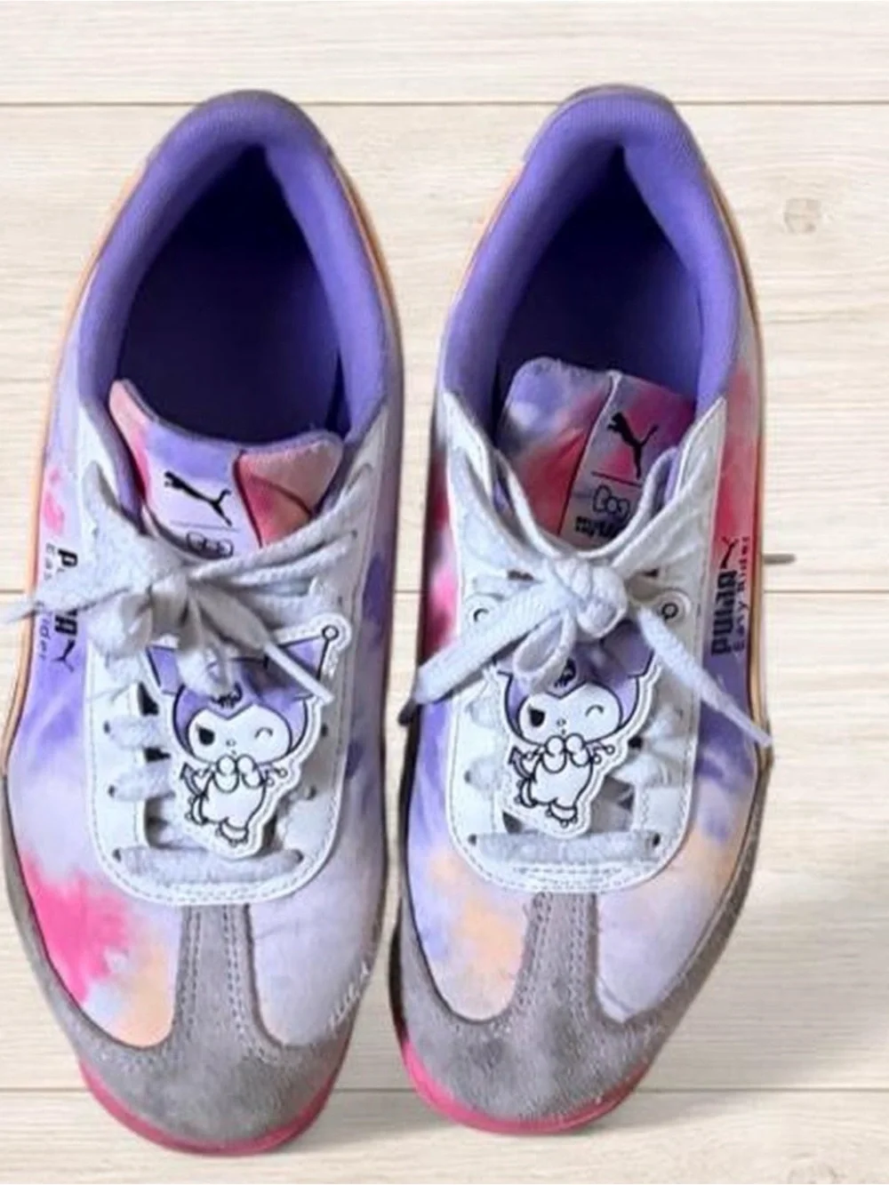 Sanrio x Puma Kids Tie-Dye Purple & Pink Sneakers with Character Accent